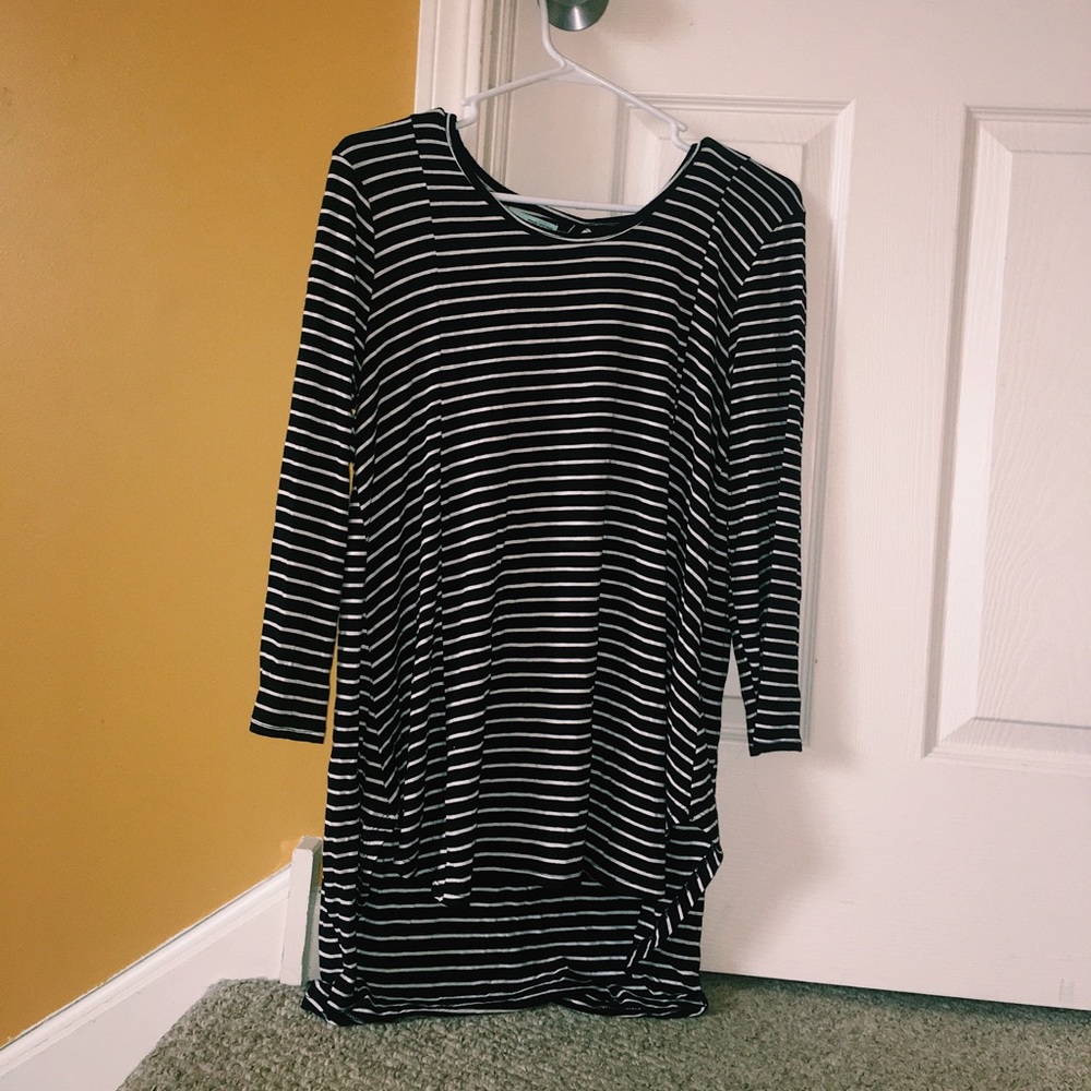 Black and white striped blouse